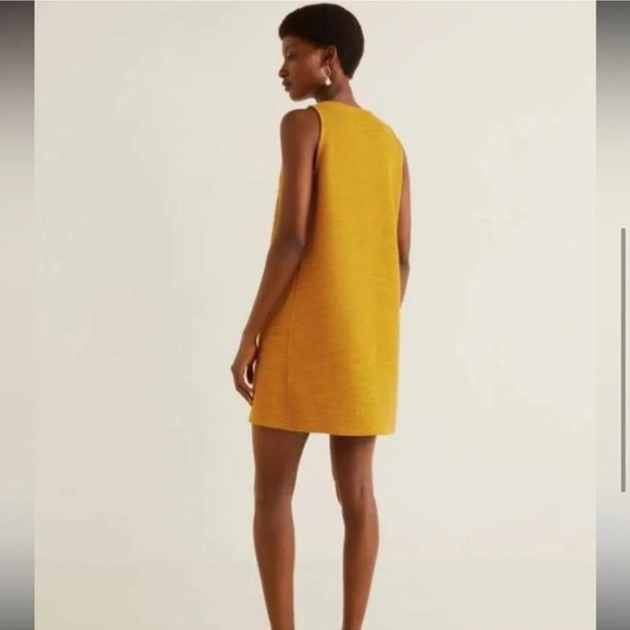 Mango Mustard Knit Mini Dress | Size M (6) | NWT | Button-Front Sundress - Picture 5 of 12